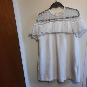 Self-portrait Military Cape Mini Dress in White